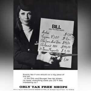 5/$20 Orly Travel Tax 1968 Advertisement